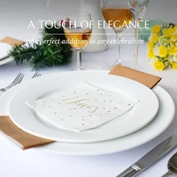 Elegant White and Gold Cocktail Napkins for Events