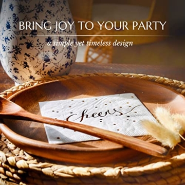 Elegant White and Gold Cocktail Napkins for Events