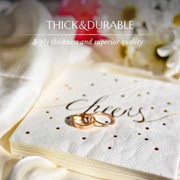 Elegant White and Gold Cocktail Napkins for Events