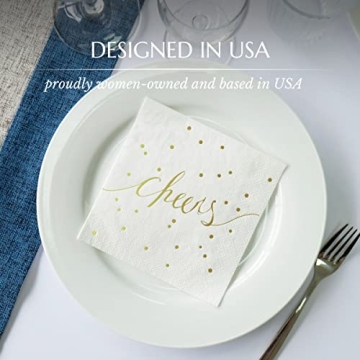Elegant White and Gold Cocktail Napkins for Events