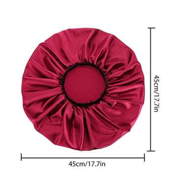 5 PCS Satin Silk Bonnet Sleep Cap Extra Large Jumbo Day and Night Cap Hat Salon Bonnet Head Hair Covers Chemo Caps with Elastic Wide Band for Black Women Long Curly Natural Hair Braids