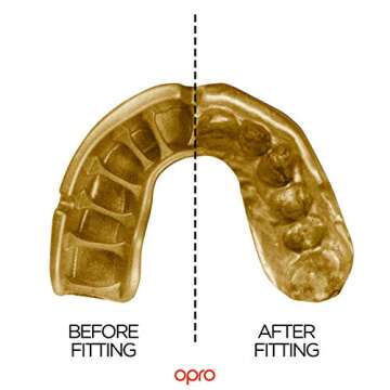 OPRO Power-Fit Ultimate Level Adult and Youth Sports Mouthguard with Case, Gum Shield for Boxing, Rugby, Hockey, Lacrosse, MMA, and Other Contact and Combat Sports (Adult, Green Eyes)