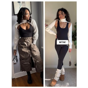 UANEO Women's Super Cropped Sweater Turtleneck Shrug