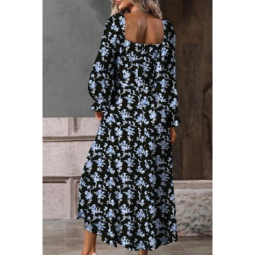 BLENCOT Long Sleeve Floral Midi Dress - Chic & Comfortable