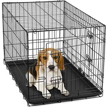 Dog Crates for Medium Dogs - Dog Crate 30" Pet Cage Double-Door Best for Big Pets - Wire Metal Kennel Cages with Divider Panel & Tray - in-Door Foldable & Portable for Animal Out-Door Travel