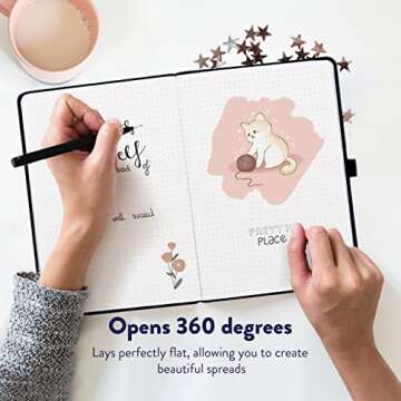 Bullet Dotted Journal by String and Space – Dot Grid Notebook, Dotted 170 GSM Paper – Kawaii Notebook, Handbound with Gift Box – 5.75 x 8.75