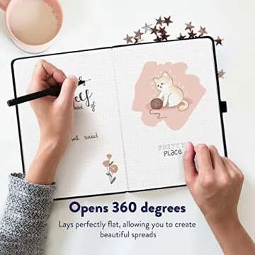 Bullet Dotted Journal by String and Space – Dot Grid Notebook, Dotted 170 GSM Paper – Kawaii Notebook, Handbound with Gift Box – 5.75 x 8.75