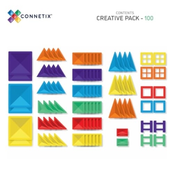 Connetix Rainbow 100-Piece Magnetic Tiles Creative Pack