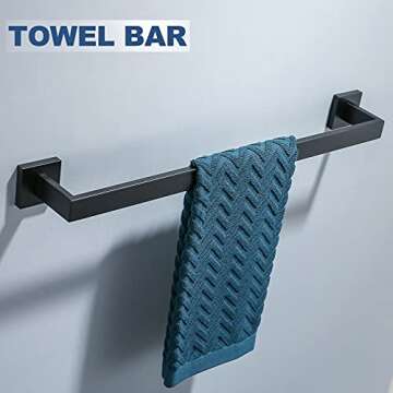 Matte Black Bathroom Accessories Bath Accessories Set Towel Racks for Bathroom Towel Holder Black Ba...