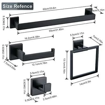 Matte Black Bathroom Accessories Bath Accessories Set Towel Racks for Bathroom Towel Holder Black Bathroom Hardware Set Black Bathroom Towel bar Sets Stainless Steel Bath Accessories kit 23.6 Inch