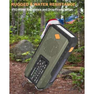 Emergency Hand Crank Radio with 3 LED Flashlight, AM/FM/NOAA Portable Weather Radio with Phone Charger, Solar Powered USB Charged Radio for Indoor Outdoor Camping, SOS Alarm (WB01 Green)