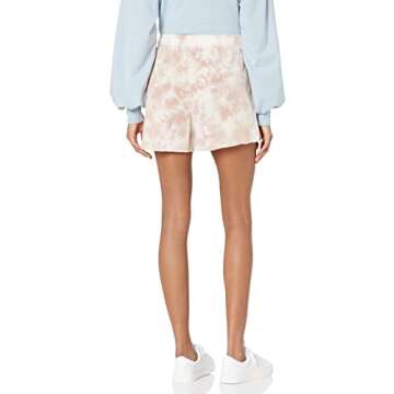 The Drop Women's Michaela Fleece Side Slit Short Shorts, -Wheat Tie Dye, L