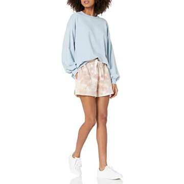The Drop Women's Michaela Fleece Side Slit Short Shorts, -Wheat Tie Dye, L