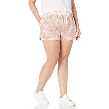 The Drop Women's Michaela Fleece Side Slit Short Shorts, -Wheat Tie Dye, L