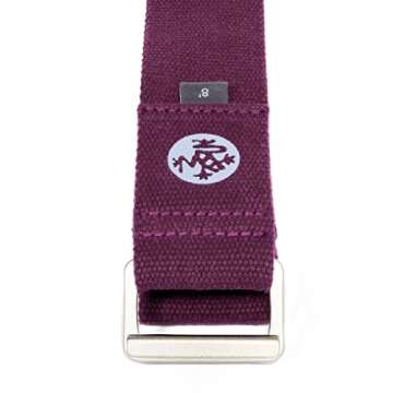 Manduka Align Yoga Strap – Strong, Durable Cotton Webbing with Adjustable Buckle for Secure, Slip-Free Support for Stretching, Yoga, Pilates and General Fitness. (35440), 8 Feet ,Purple