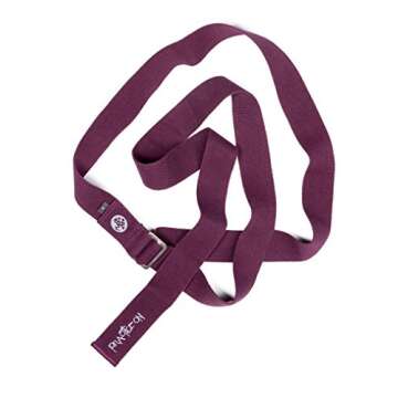 Manduka Align Yoga Strap – Strong, Durable Cotton Webbing with Adjustable Buckle for Secure, Slip-Free Support for Stretching, Yoga, Pilates and General Fitness. (35440), 8 Feet ,Purple