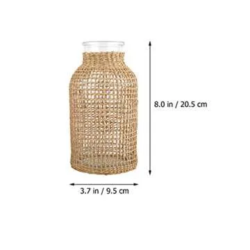 Stylish DOITOOL Glass Flower Vase with Rattan Cover