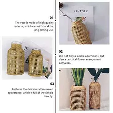 Stylish DOITOOL Glass Flower Vase with Rattan Cover