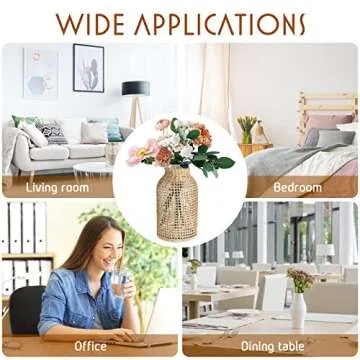 Stylish DOITOOL Glass Flower Vase with Rattan Cover