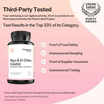 Myo-Inositol & D-Chiro Inositol Capsules with MTHF, Folate, Vitamin D| Support for Ovarian Function, Hormone Balance, & Homocysteine Levels | Fertility Supplements for Women | 40:1 Ratio