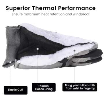 Trifabricy Winter Ski Gloves - Waterproof Windproof Gloves for Men & Women, Touchscreen Snow Gloves for Cold Weather, Thermal Warm Gloves for Skiing Snowbarding Driving, Black