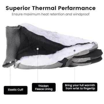Trifabricy Winter Ski Gloves - Waterproof Windproof Gloves for Men & Women, Touchscreen Snow Gloves for Cold Weather, Thermal Warm Gloves for Skiing Snowbarding Driving, Black