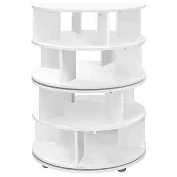 Kings Brand Furniture – 4-Tier Rotating Lazy Susan Shoe Rack, 360° Revolving Shoe Storage Organizer for Closet Entryway Bedroom Hallway, White