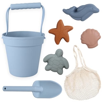 BLUE GINKGO Modern Baby Sand Toys - Travel Friendly Silicone Beach Set