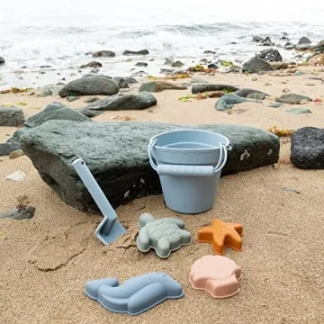 BLUE GINKGO Silicone Beach Toys for Kids Travel Friendly Set