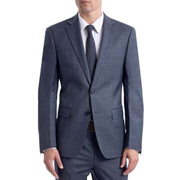 Calvin Klein Men's Slim Fit Suit Separates | Wool Jacket & Pants for Customized Sizing | Tailored Mens Suit with Notched Lapel, Button Closure & Welt Pockets | Versatile Suits for Men