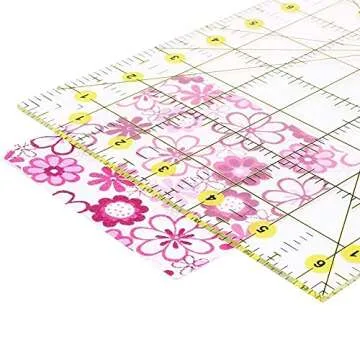 AUTOTOOLHOME Quilting Ruler Acrylic Quilters' Ruler for Easy Precision Cutting Fabric Paper, 6.5" x 12" for Quilting, Sewing & Crafts Template