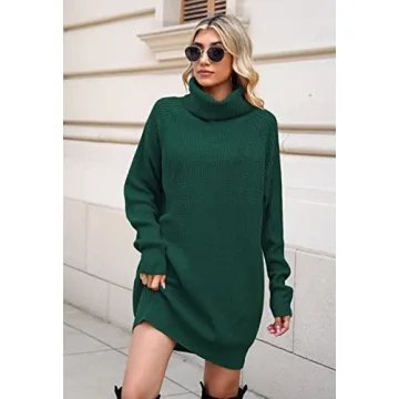 Women's Oversized Turtleneck Sweater Dress for Casual Style