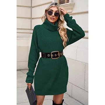 Women's Oversized Turtleneck Sweater Dress for Casual Style