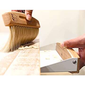 A&J Koti Table Crumb Sweeper - Small Mini Metal Dustpan and Hand Brush Combo Set - Wood Crumber for Servers, Restaurants, Home and Kitchen - Crumb Cleaning Set