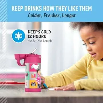 THERMOS FUNTAINER Water Bottle with Straw - 12 Ounce - Kids Stainless Steel Vacuum Insulated Water Bottle with Lid, Preschool Minnie