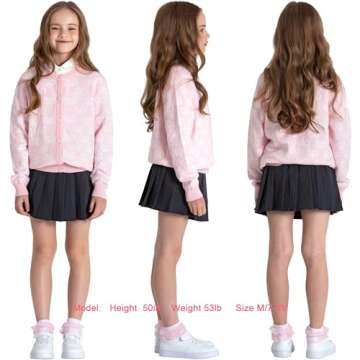 BOBOYOYO Girls Cute Cardigan 100% Cotton Girls Button Up Sweater Long Sleeve Kids Knit Cardigan Crew...