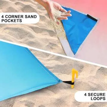 AISPARKY Waterproof Beach Blanket 79" x 83" Lightweight