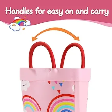 K KomForme Kids Rain Boots Waterproof Fun Designs