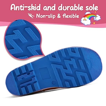 K KomForme Kids Rain Boots Waterproof Fun Designs