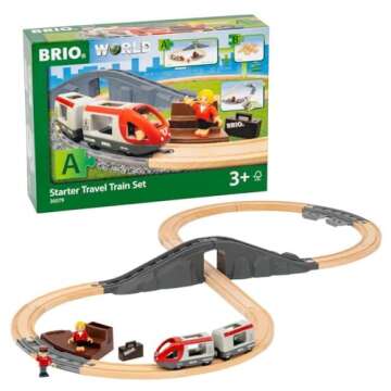 BRIO World – 36079 Starter Travel Train Set | 22-Piece Wooden Toy Train Set for Kids Aged 3 Years ...