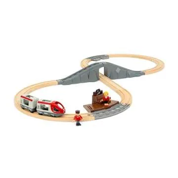 BRIO World – 36079 Starter Travel Train Set | 22-Piece Wooden Toy Train Set for Kids Aged 3 Years Up