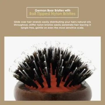Spornette Boar Bristle Hair Brush for Women - Porcupine Brush with German Boar and Nylon Bristles for Detangling, Straightening & Smoothing - For All Hair Types