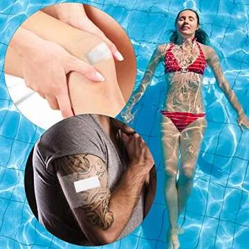BBTO 100 Pieces Transparent Stretch Adhesive Bandage Waterproof Clear Protective Shower Patch Film Cover Bandages Tattoo Cover up Adhesive Wrap, 4 Sizes(3, 5, 6, 8, Inch)
