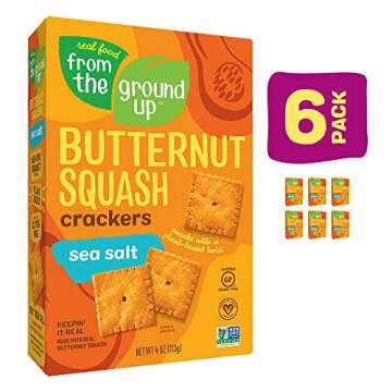 Real Food From the Ground Up Cauliflower and Butternut Squash Crackers - 6 Pack (Sea Salt, Butternut Squash)