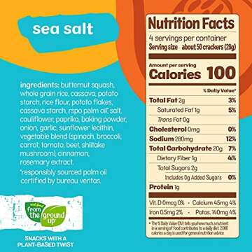 Real Food From the Ground Up Cauliflower and Butternut Squash Crackers - 6 Pack (Sea Salt, Butternut Squash)