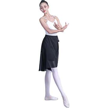 Hoerev Adult Sheer Wrap Skirt Ballet Skirt Ballet Dance Dancewear, Black, S