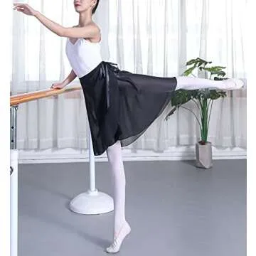 Hoerev Adult Sheer Wrap Skirt Ballet Skirt Ballet Dance Dancewear, Black, S