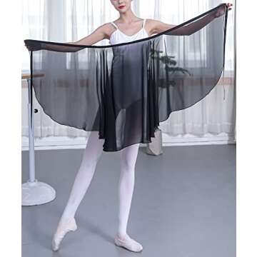 Hoerev Adult Sheer Wrap Skirt Ballet Skirt Ballet Dance Dancewear, Black, S