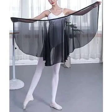 Hoerev Adult Sheer Wrap Skirt Ballet Skirt Ballet Dance Dancewear, Black, S