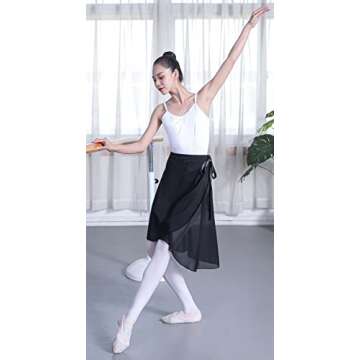 Hoerev Adult Sheer Wrap Skirt Ballet Skirt Ballet Dance Dancewear, Black, S